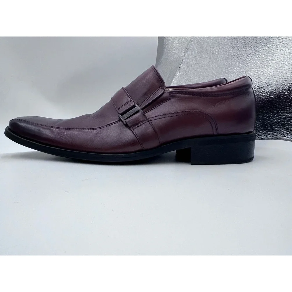 Steve Madden Mens H-Draugh Brown Leather Slip On Square Toe Dress Loafers Shoes